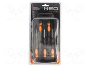 Phillips,slot; PH0,PH00,SL 1.5,SL 2,SL 2.5; plastic box; 5pcs. NEO TOOLS