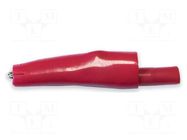 Crocodile clip; 10A; red; Grip capac: max.7.9mm; Socket size: 4mm MUELLER ELECTRIC