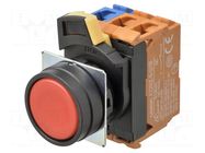Switch: push-button; 22mm; Stabl.pos: 2; NO x2; red; none; IP66; flat OMRON