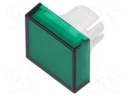 Actuator lens; 16mm; 51; green; plastic; Face dim: 15.3x15.3mm EAO