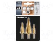 Drill set; step,conical; Ø: 4÷12mm,4÷20mm,4÷32mm; 3pcs. GRAPHITE