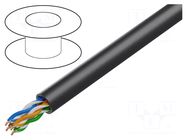 Wire; U/UTP; 4x2x24AWG; 5e; outdoor; wire; Cu; Insulation: PE; black DIGITUS