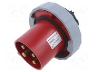 Connector: AC supply 3-phase; socket; male; PIN: 4; 63A; 415V; IP&S AMPHENOL