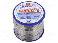 Resistance wire; 3.06Ω/m; -100÷1300°C; 0.25kg; Øout: 0.75mm; 22SWG KANTHAL