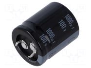 Capacitor: electrolytic; SNAP-IN; 1000uF; 100VDC; Ø25x30mm; ±20% NICHICON
