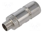 Straight connector M12 Power coding K,L male, cable 3-6mm HUMMEL
