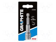 Screwdriver bit; 6-angles socket; HEX 10mm; magnetic; 1/4" GRAPHITE