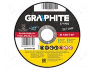 Cutting wheel; Ø: 115mm; Øhole: 22.2mm; Disc thick: 1mm GRAPHITE