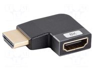 Adapter; HDMI socket,HDMI plug 90° left/right; HDMI 2.1; silver LANBERG