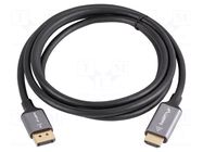 Cable; DisplayPort plug,HDMI plug; PVC; 1.8m; black; 32AWG LANBERG