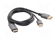 Cable; DisplayPort plug,HDMI plug,USB A plug; PVC; 1m; black LANBERG