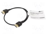 Cable; HDMI plug,both sides; HDCP 2.2,HDMI 2.0,slim; 0.5m; black GOOBAY