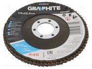 Flap grinding wheels; Ø: 115mm; Øhole: 22.2mm; Granularity: 40 GRAPHITE