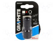 Adapter; Mounting: square 1/2" / hexagon 1/4"; impact GRAPHITE