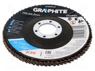 Flap grinding wheels; Ø: 115mm; Øhole: 22.2mm; Granularity: 36 GRAPHITE