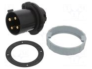 Connector: AC supply 3-phase; socket; male; PIN: 4; 63A; IP&S; IP69K AMPHENOL