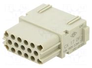Connector: HDC; contact insert; female; MIXO; PIN: 17; 10A; 250V ILME