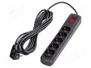 Plug socket strip: protective; Sockets: 5; 250VAC; 10A; black ARCON