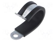 Fixing clamp; ØBundle : 24mm; W: 15mm; steel; Cover material: EPDM KALE