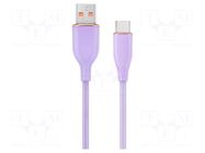 Cable; USB 2.0; USB A plug,USB C plug; 1.5m; violet; silicone GEMBIRD