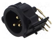Connector: XLR; socket; male; PIN: 3; angled 90°; THT; black; 6A NEUTRIK
