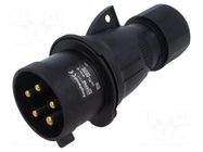 Connector: AC supply 3-phase; plug; male; PIN: 5; 32A; 415V; IP&S AMPHENOL
