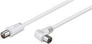 Angled Antenna Cable (<70 dB), Double Shielded, 1.5 m, white - coaxial plug > coaxial socket 90°