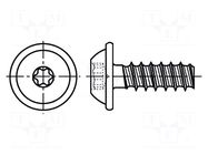 Screw; for plastic; with flange; 3x8; Head: button; Torx® PLUS BOSSARD