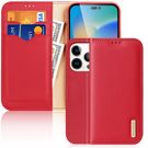 Dux Ducis Hivo Leather Flip Cover Genuine Leather Wallet for Cards and Documents iPhone 14 Pro Red, Dux Ducis