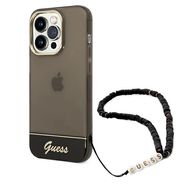 Guess Translucent Pearl Strap Case for iPhone 14 Pro - Black, Guess