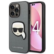 Karl Lagerfeld KLHCP14XSAPKHG iPhone 14 Pro Max 6,7" srebrny/silver hardcase Saffiano Karl`s Head Patch, Karl Lagerfeld