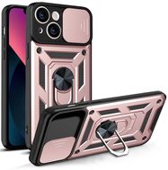 Hybrid Armor Camshield case for iPhone 13 armored case with camera cover pink, Hurtel