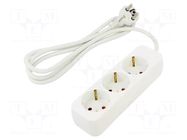 Extension lead; 3x1mm2; Schuko; Sockets: 3; rubber; white; 1.5m; 10A LANBERG