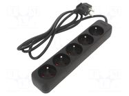 Extension lead; 3x1mm2; Sockets: 5; rubber; black; 1.5m; 10A LANBERG