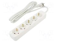 Extension lead; 3x1.5mm2; Schuko; Sockets: 5; rubber; white; 3m; 10A LANBERG