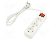 Extension lead; 3x1mm2; Sockets: 3; rubber; white; 1.5m; 10A LANBERG