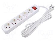 Extension lead; 3x1.5mm2; Schuko; Sockets: 5; rubber; white; 3m; 10A LANBERG