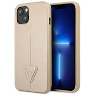 Guess GUHCP13SPSATLE iPhone 13 mini 5,4 &quot;beige / beige hardcase SaffianoTriangle Logo, Guess