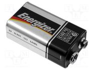 Battery: alkaline; 6F22; 9V; non-rechargeable; 1pcs; Base ENERGIZER