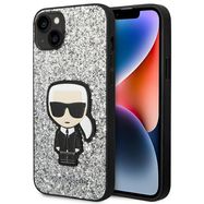 Karl Lagerfeld KLHCP14MGFKPG iPhone 14 Plus 6.7 &quot;hardcase silver / silver Glitter Flakes Ikonik, Karl Lagerfeld