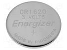 Battery: lithium; 3V; CR1620,coin; 79mAh; non-rechargeable; 1pcs. ENERGIZER