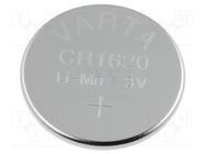 Battery: lithium; CR1620,coin; 3V; 70mAh; non-rechargeable VARTA MICROBATTERY
