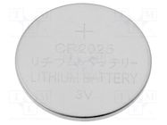 Battery: lithium; 3V; CR2025,coin; non-rechargeable; Ø20x2.5mm LIJIA