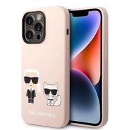 Karl Lagerfeld KLHMP14LSSKCI iPhone 14 Pro 6.1 &quot;hardcase light pink / light pink Silicone Karl &amp; Choupette Magsafe, Karl Lagerfeld