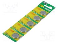 Battery: lithium; 3V; CR2032,coin; 220mAh; non-rechargeable; 5pcs. GP