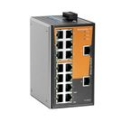 Network switch (unmanaged), unmanaged, Fast Ethernet, Number of ports: 16x RJ45, 0 °C...60 °C, IP30 Weidmuller