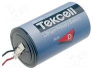 Battery: lithium; D; 3.6V; 19000mAh; non-rechargeable; Ø34x61mm TEKCELL