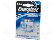 Battery: lithium; AAA; 1.5V; 1200mAh; non-rechargeable; 2pcs. ENERGIZER