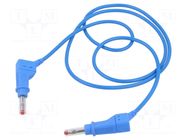 Test lead; 19A; banana plug 4mm,both sides; Len: 1m; blue STÄUBLI