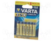 Battery: alkaline; AAA; 1.5V; non-rechargeable; 6pcs; LONGLIFE VARTA